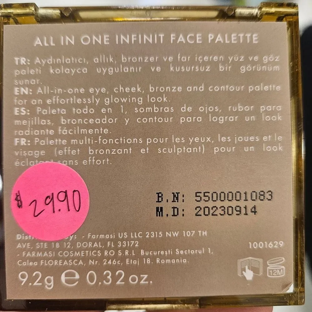 BRAND NEW Farmasi Infinity Eyeshadow Palette All in One Face Shadow Contour